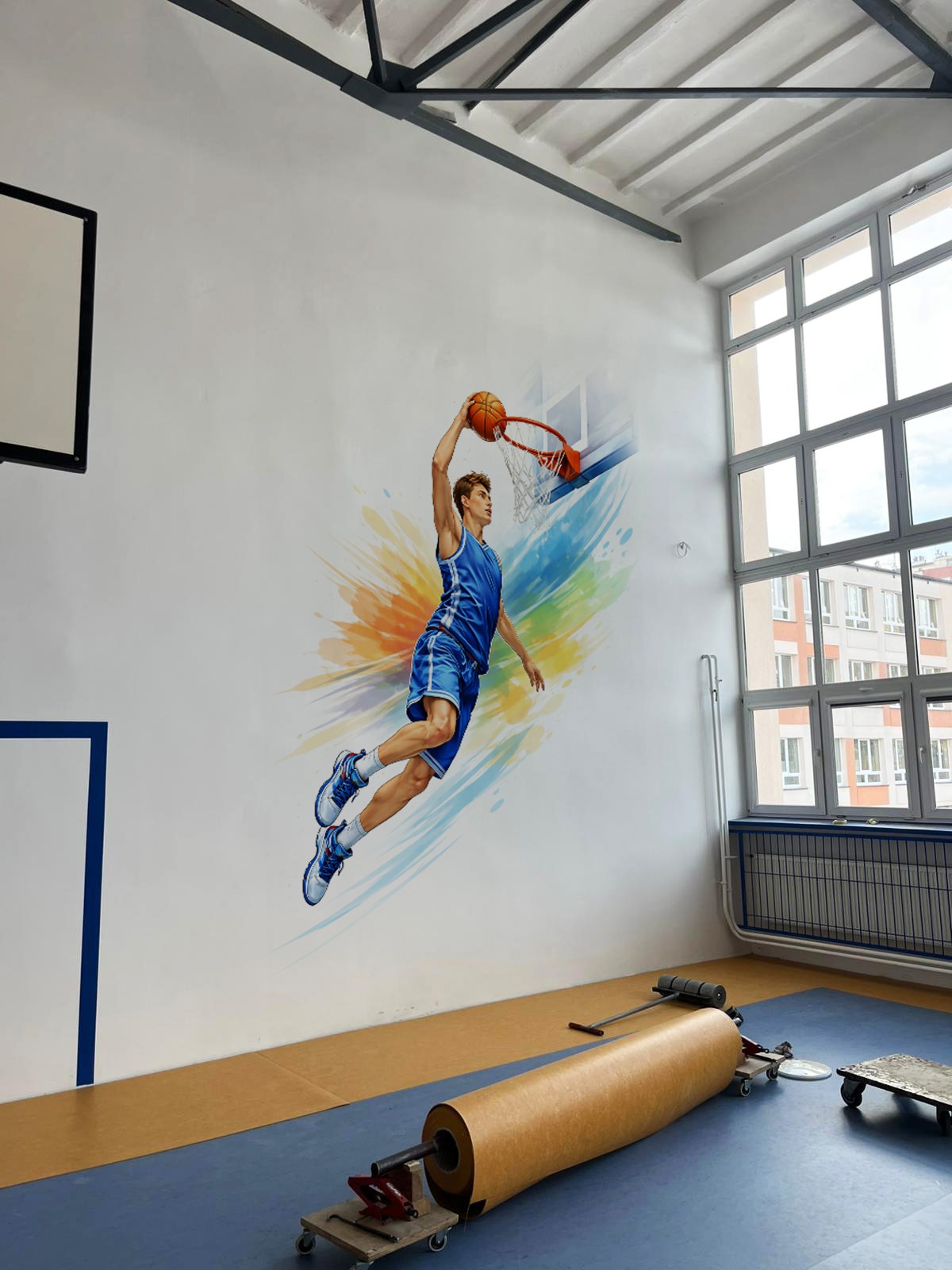Mural w hali sportowej , Szkoła Podstawowa Rzeszów